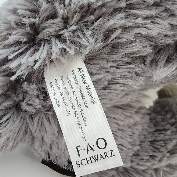 FAO Schwarz Gray White Sheep Dog Plush 10” Red Sparkle Collar Stuffed Animal Toy - Picture 11 of 11